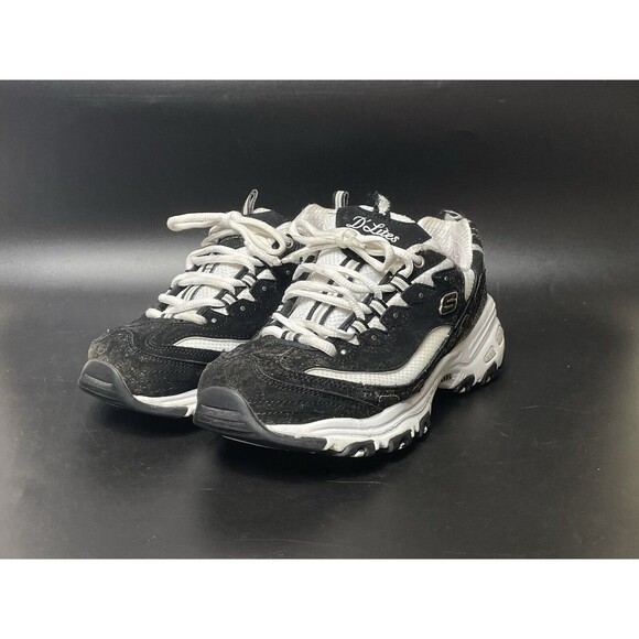 Shoes Skechers Sneakers D'Lites Biggest Fan Chunky Suede Women’s Sz 7.5 Black - Picture 2 of 7